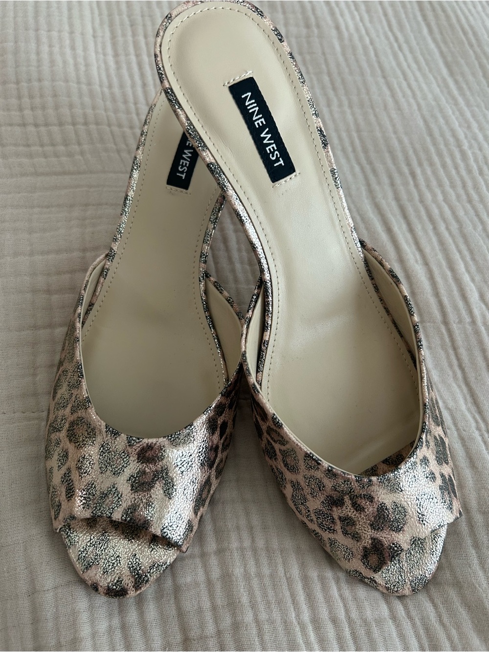 Nine West Rose Gold Leopard Print peep toe